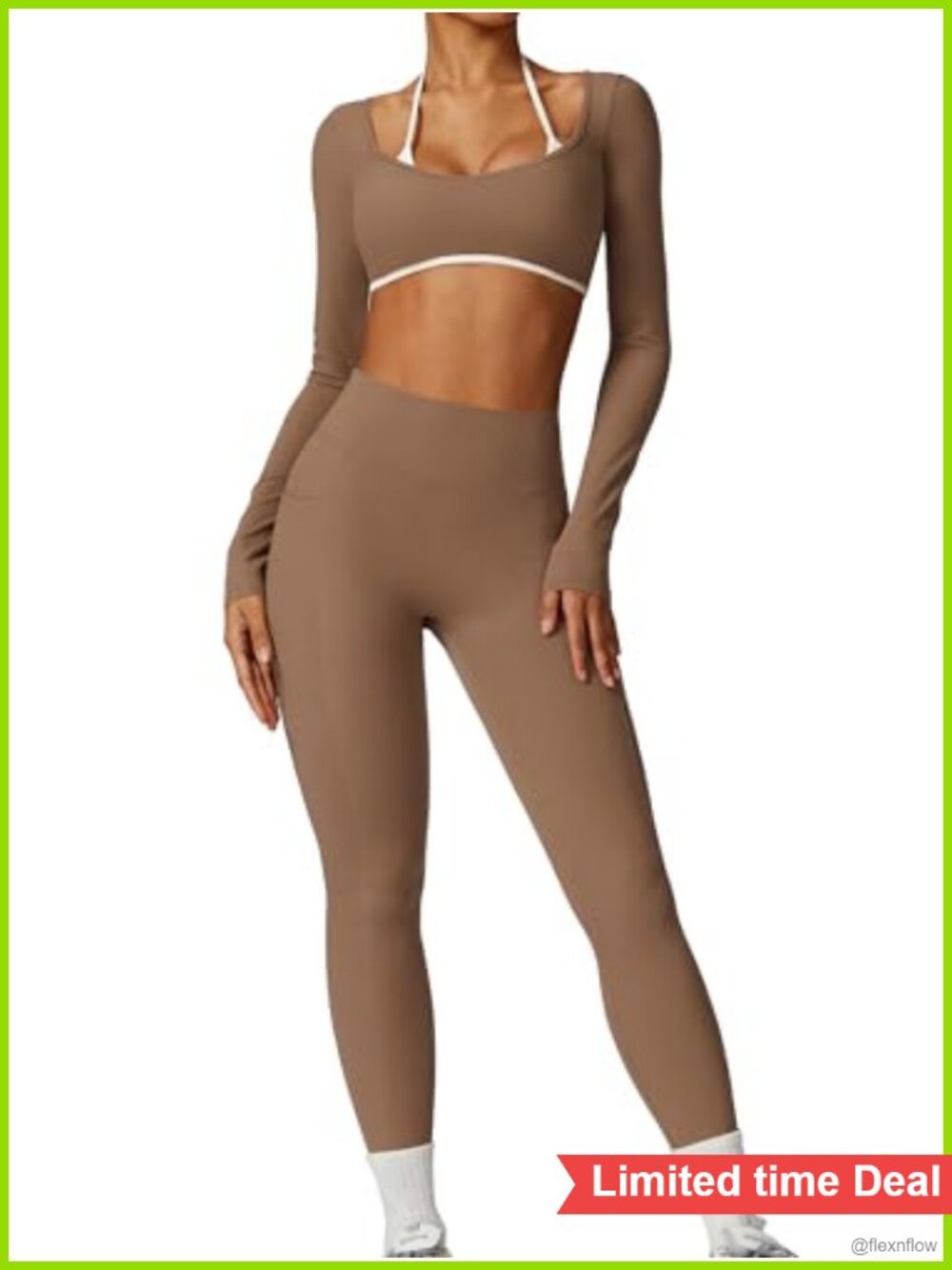 Women's 2 Piece Seamless Workout Set High Waist Leggings & Crop Top
